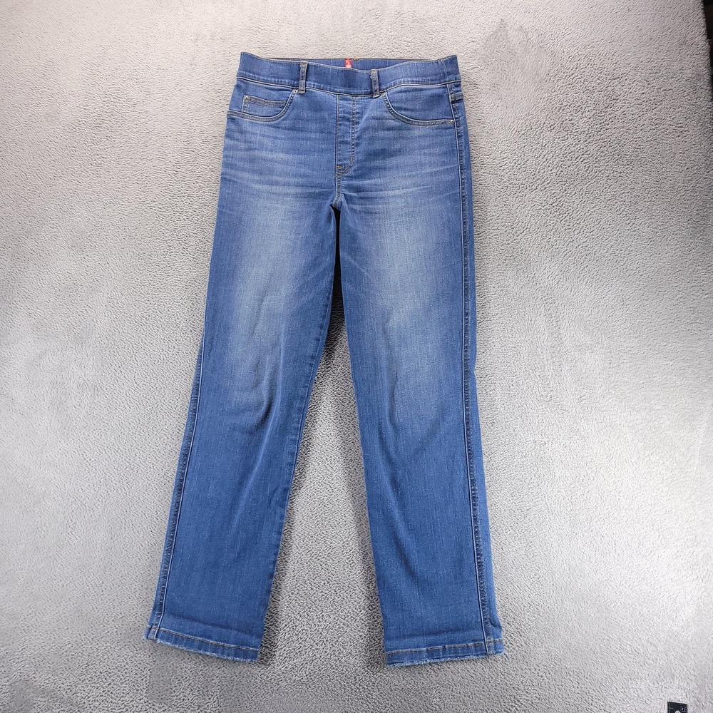 Spanx Jeans Womens L Tall Blue Straight Pull On Stretch Shaping 20356T Comfort